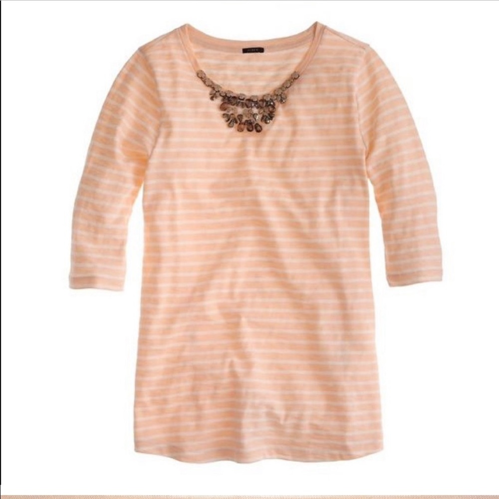 J Crew jeweled collar painter striped t-shirt